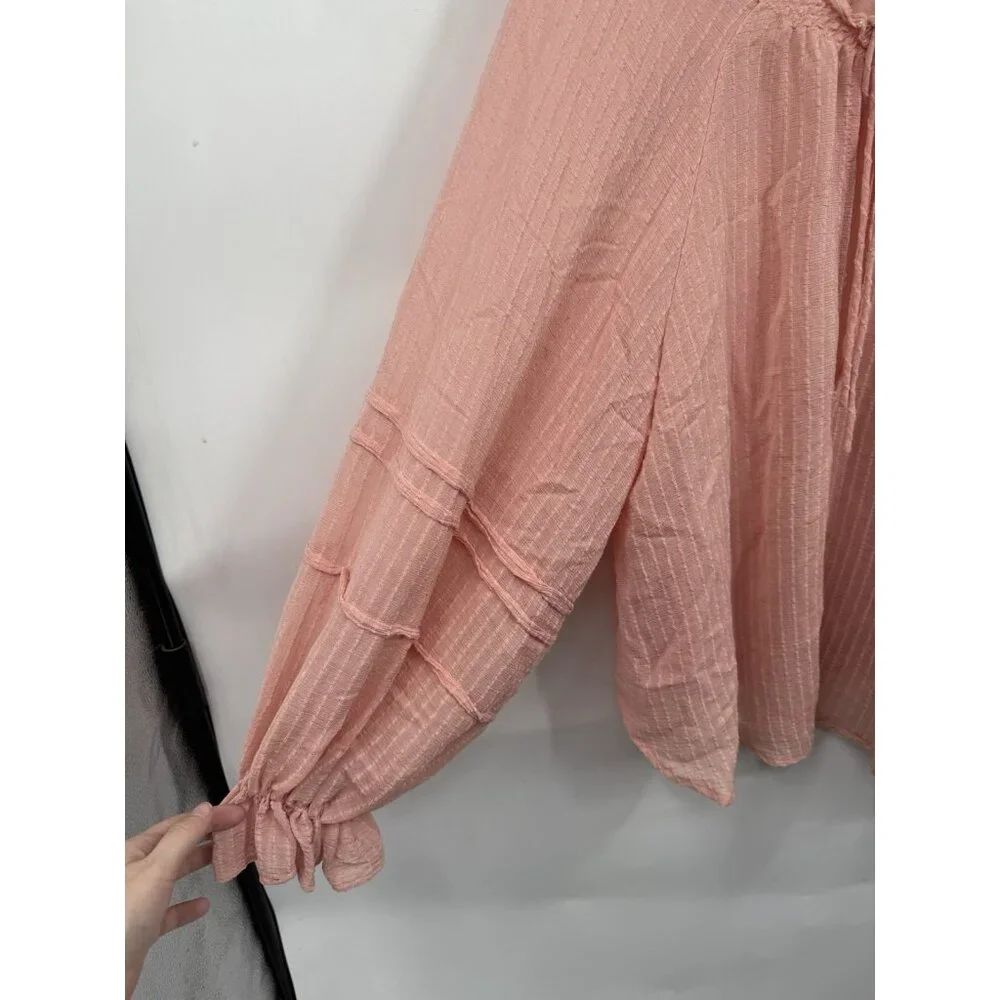 Free People Out Of Town Boho Peasant Swing Top Women L Pink Peasant Prairie - Picture 8 of 11